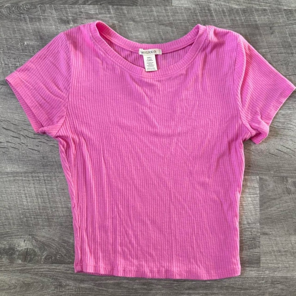 Bozzolo Pink Ribbed Crop Top